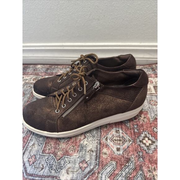 Gravity Defyer Women's Leather Zipper Shoes Size 9 M Metallic Brown - Picture 2 of 5